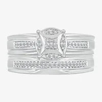 5.50mm Unisex Adult 1/4 CT. T.W. Natural White Diamond 10K White Gold Round Side Stone Wedding Ring Sets