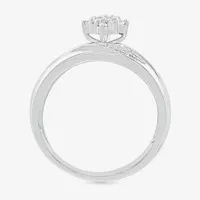 4.65mm Unisex Adult 1/4 CT. T.W. Natural White Diamond 10K White Gold Marquise Side Stone Wedding Ring Sets