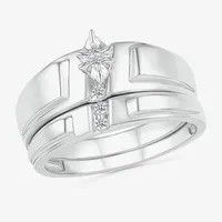 4.90mm Unisex Adult 1/10 CT. T.W. Mined White Diamond 10K White Gold Marquise Wedding Ring Sets