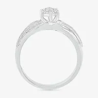 5.20mm Unisex Adult 1/3 CT. T.W. Natural White Diamond 10K White Gold Marquise Halo Side Stone Ring Sets