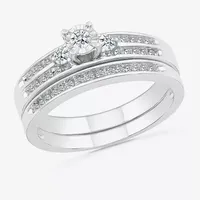 4.85mm Unisex Adult 1/2 CT. T.W. Natural White Diamond 10K White Gold Round Side Stone Wedding Ring Sets