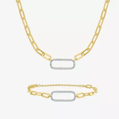 1/4 CT. T.W. Natural White Diamond 14K Gold Over Silver 2-pc. Jewelry Set