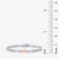 "Mom" 1/10 CT. T.W. Natural White Diamond 14K Rose Gold Over Silver Sterling Silver Heart Infinity 7.5 Inch Tennis Bracelet