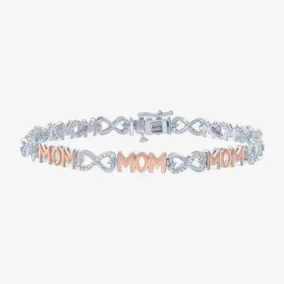 "Mom" 1/10 CT. T.W. Natural White Diamond 14K Rose Gold Over Silver Sterling Silver Infinity 7.5 Inch Tennis Bracelet