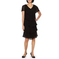 S. L. Fashions Womens Short Sleeve Embellished Shift Dress