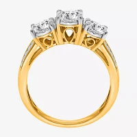 Love Lives Forever (I / I1) Womens 2 CT. T.W. Lab Grown White Diamond 10K Gold Side Stone 3-Stone Engagement Ring