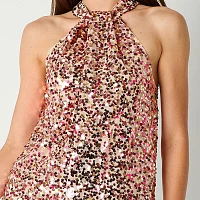 Maia Sequin Womens Sleeveless Lined Blouse