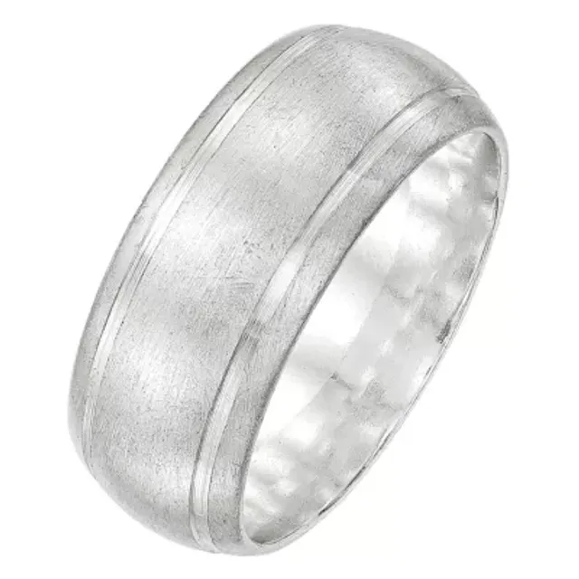 Ladies' 10.0mm Comfort Fit Flat Wedding Band in Sterling Silver