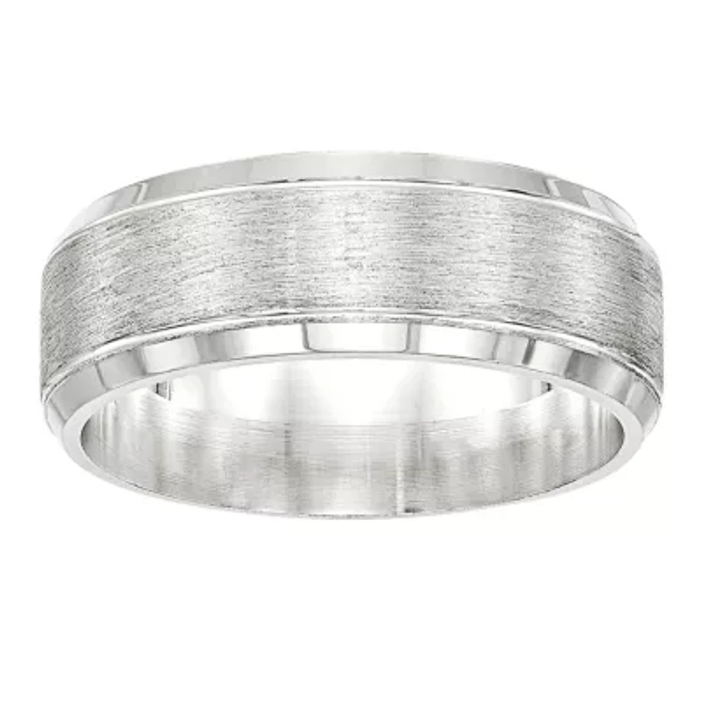 Mens 8MM Sterling Silver Wedding Band