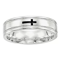 6MM Sterling Silver Cross Wedding Band