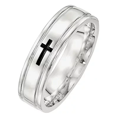 6MM Sterling Silver Cross Wedding Band