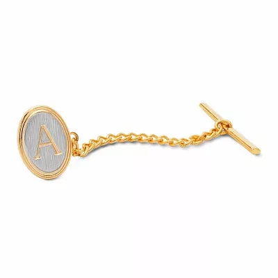 Engravable Two Tone Oval Tie Tack