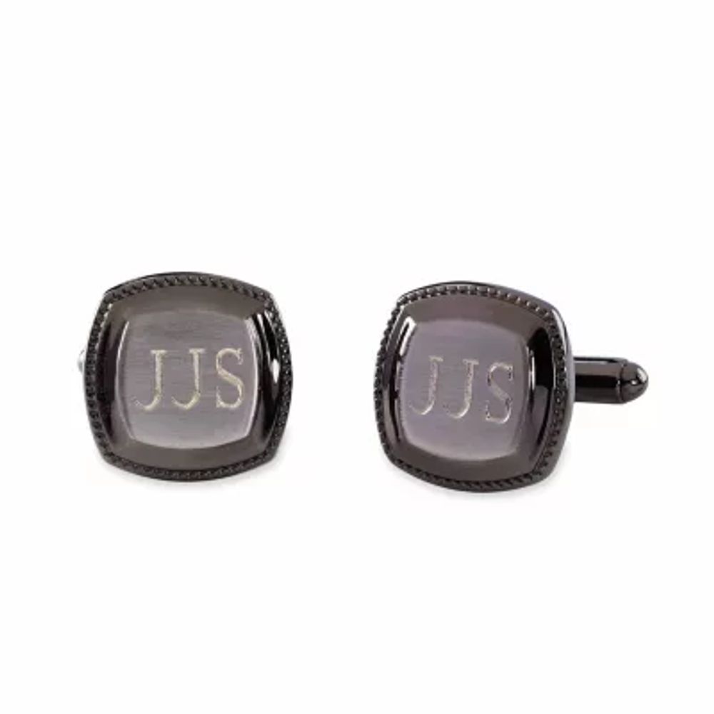 Gun Metal Cushion Cuff Links w/ Brushed Top