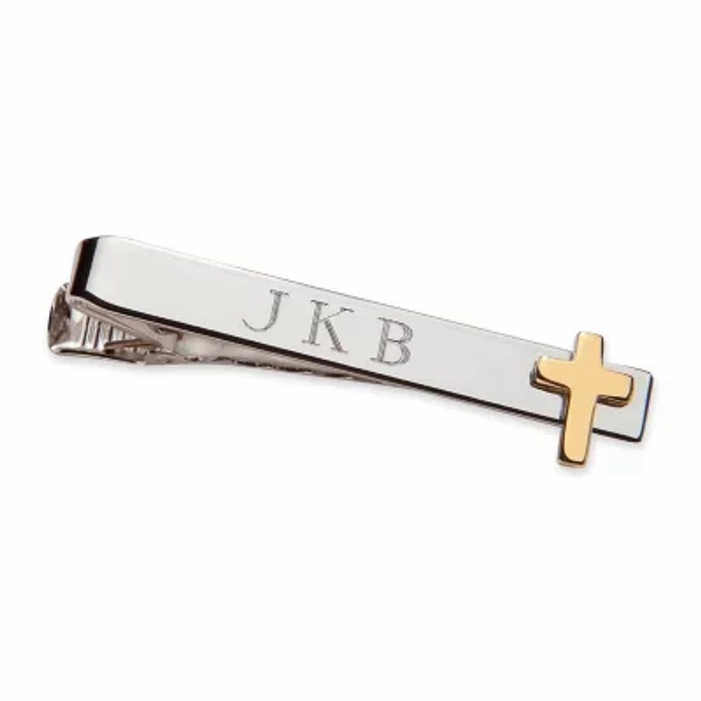 Personalized Tie Bar w/ Gold-Tone Cross