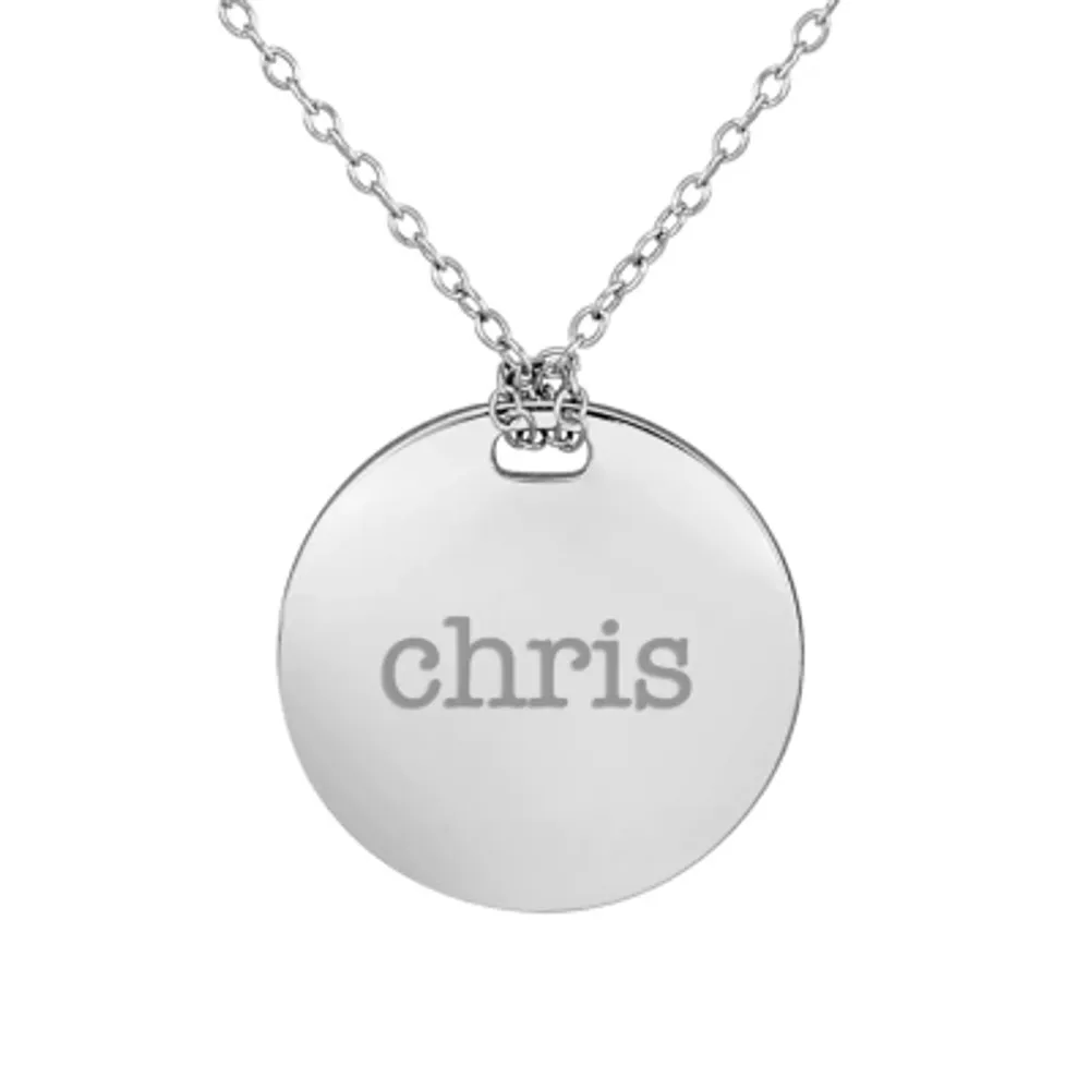 Personalized Sterling Silver 19mm Round Name Pendant Necklace