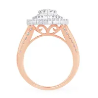 Womens 1 1/2 CT. T.W. Natural White Diamond 10K Rose Gold Pear Halo Engagement Ring