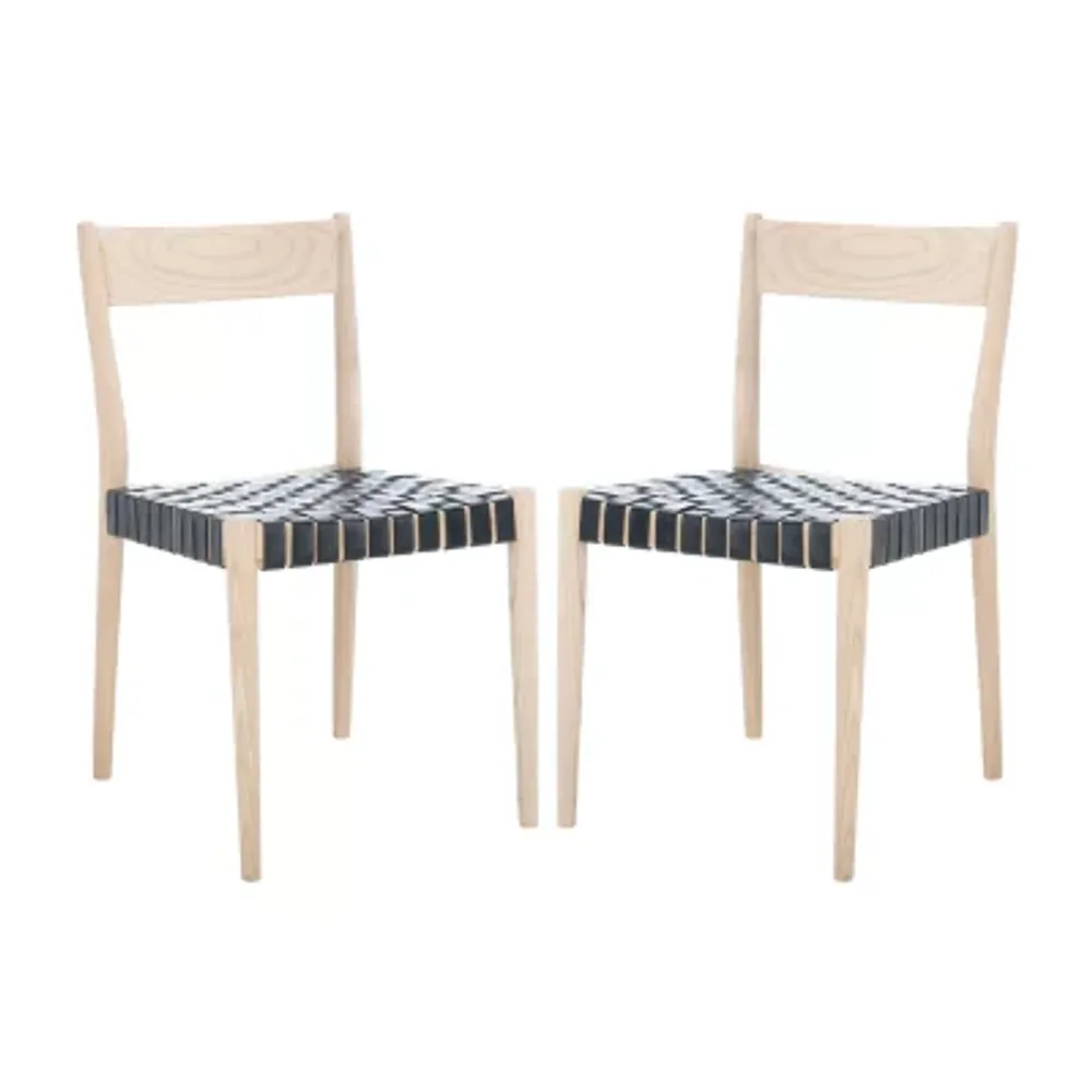 Eluned Dining Chair with Basket Woven Seat - Set of 2