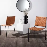 Wesson Leather Basket Woven Dining Chair - Set of 2