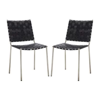 Wesson Leather Basket Woven Dining Chair - Set of 2