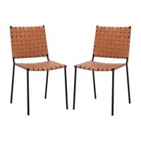 Wesson Leather Basket Woven Dining Chair - Set of 2