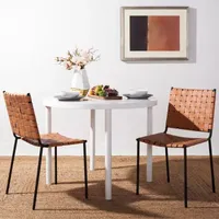 Wesson Leather Basket Woven Dining Chair - Set of 2