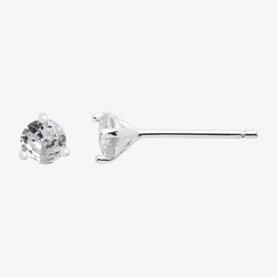 Itsy Bitsy Birthstone Cubic Zirconia Sterling Silver 4.6mm Round Stud Earrings