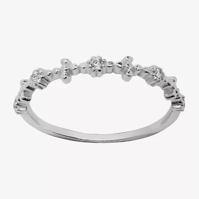 Itsy Bitsy Cubic Zirconia Sterling Silver Band