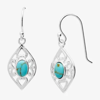 Silver Treasures Turquoise Sterling Silver Drop Earrings