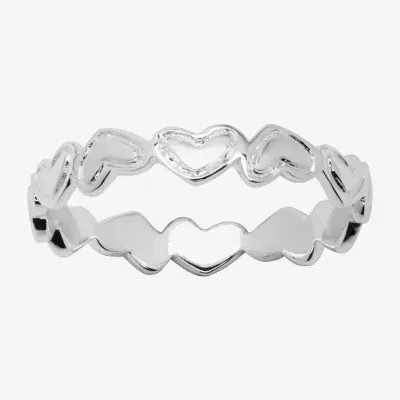 Silver Treasures Sterling Silver Heart Band