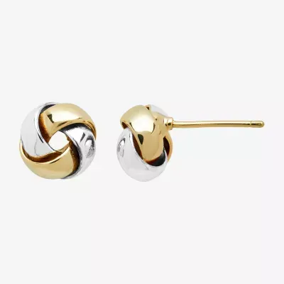 Silver Reflections 14K Gold Over Brass Pure Silver Over Brass 10mm Knot Stud Earrings
