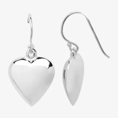 Silver Reflections Pure Silver Over Brass Heart Drop Earrings