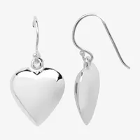 Silver Reflections Pure Silver Over Brass Heart Drop Earrings