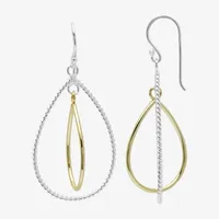 Silver Reflections Orbital Rope Twist Pure Silver Over Brass Drop Earrings