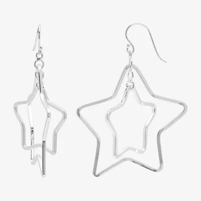 Silver Reflections Pure Silver Over Brass Star Drop Earrings