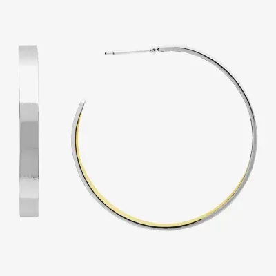 Silver Reflections 14K Gold Over Brass Pure Silver Over Brass Hoop Earrings