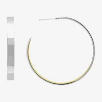 Silver Reflections 14K Gold Over Brass Pure Silver Over Brass Hoop Earrings