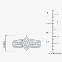 Unisex Adult 3/8 CT. T.W. Natural White Diamond 10K White Gold Marquise Halo Side Stone Ring Sets