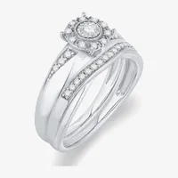 Unisex Adult 1/3 CT. T.W. Natural White Diamond 10K White Gold Round Halo Side Stone Ring Sets