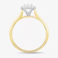 Unisex Adult 1/2 CT. T.W. Natural White Diamond 10K Gold Cushion Halo Side Stone Ring Sets