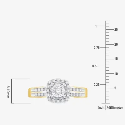 Unisex Adult 1/2 CT. T.W. Mined White Diamond 10K Gold Cushion Halo Side Stone Ring Sets