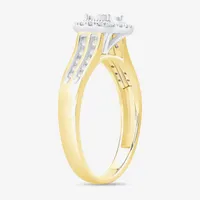 Unisex Adult 1/2 CT. T.W. Natural White Diamond 10K Gold Cushion Halo Side Stone Ring Sets