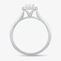 Unisex Adult 1/2 CT. T.W. Natural White Diamond 10K White Gold Cushion Halo Side Stone Ring Sets