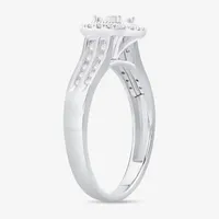 Unisex Adult 1/2 CT. T.W. Natural White Diamond 10K White Gold Cushion Halo Side Stone Ring Sets