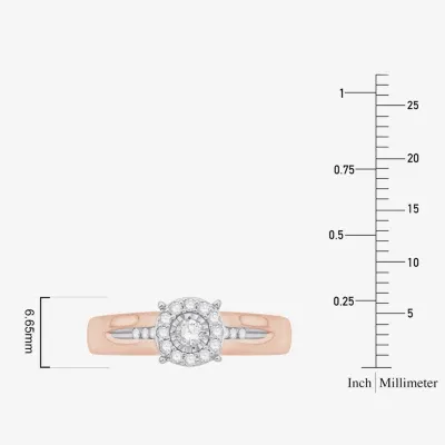 Unisex Adult 1/3 CT. T.W. Mined White Diamond 10K Rose Gold Round Halo Side Stone Ring Sets