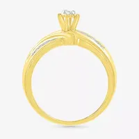 4.80mm Unisex Adult 1/3 CT. T.W. Natural White Diamond 10K Gold Round Side Stone Wedding Ring Sets