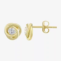 Cubic Zirconia Love Knot Earrings 14K Gold
