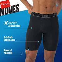 Hanes Moves X-Temp Performance Total Support Pouch Mens 4 Pack Long Leg Boxer Briefs