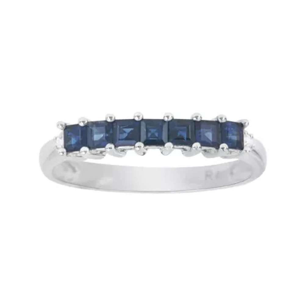 LIMITED QUANTITIES  Genuine Blue Sapphire and Diamond-Accent 14K White Gold Band