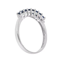 LIMITED QUANTITIES  Genuine Blue Sapphire and Diamond-Accent 14K White Gold Band