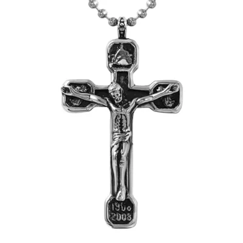 Mens Stainless Steel Crucifix Pendant Necklace